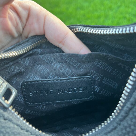 Steve Madden Black Nylon Rhinestone Crystal Baguette Shoulder Bag - Picture 5 of 13